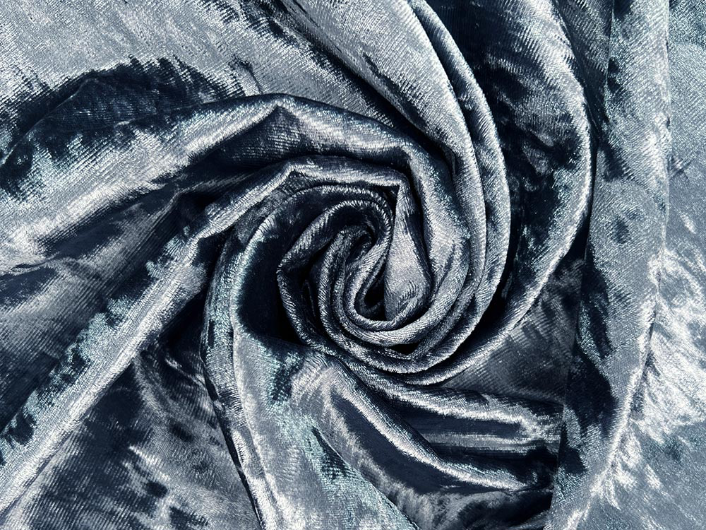 Soft Upholstery Velvet Handmade Reversible Cushion, The Spaniel with Reverse Crushed Velvet in Denim Blue