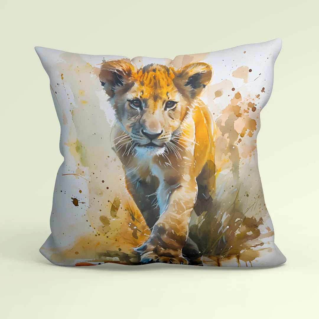On Safari Wild Charm Lion Cub in French Velvet Reversible Handmade Cushions